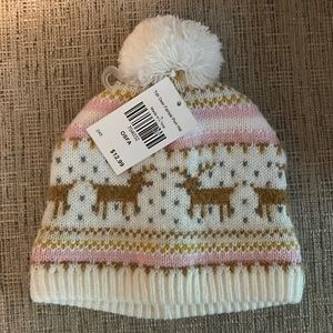 Toddler Deer Fairisle Pom Hat NWT